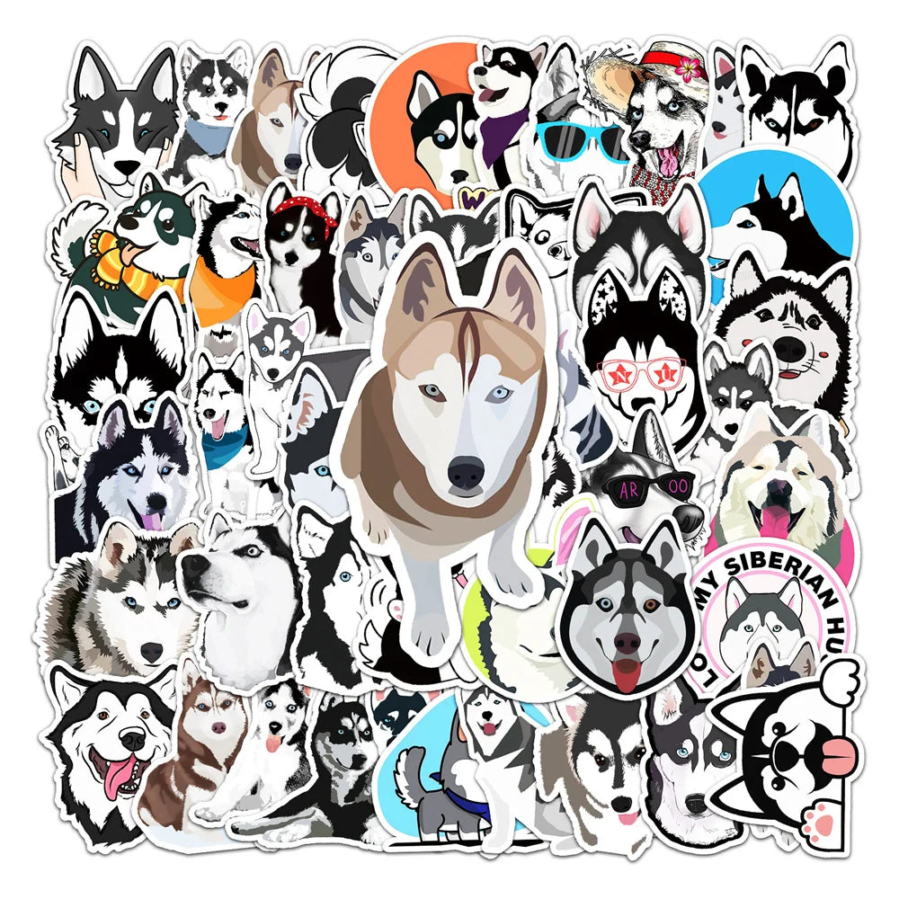 50PCS Kawaii Cartoon Cute Husky Children Gift Graffiti Bicycle Laptop Suitcase Stationery Waterproof Stickers