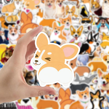 50PCS Cute Corgi Dog DIY Graffiti Decoration Refrigerator Motorcycle Laptop Luggage Toy Cartoon Sticker