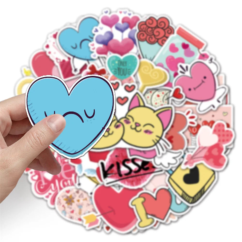 50PCS Cartoon Diy Valentine's Day Sweet Ins Wind Graffiti Stickers Laptop Luggage Creative Stickers