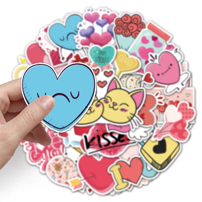 50PCS Cartoon Diy Valentine's Day Sweet Ins Wind Graffiti Stickers Laptop Luggage Creative Stickers