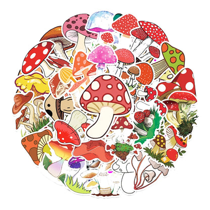 50PCS Cartoon Ins Wind Mushroom Diy Creative Sticker Luggage Laptop Mobile Phone Decoration Sticker