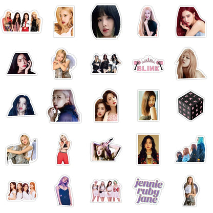 50pcs black Pink Combination Graffiti Girl Cartoon Sticker Suitcase Graffiti Decoration Waterproof Sticker