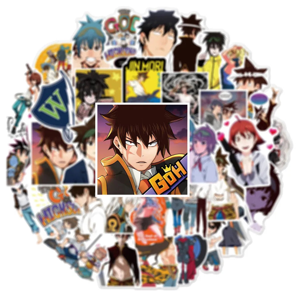 50PCS New Animation God of College Graffiti Waterproof Sticker Suitcase Car Helmet Guitar Refrigerator Water Cup