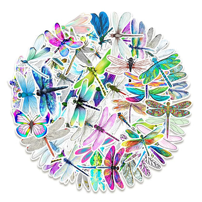 50PCS Summer Dragonfly Fresh Graffiti Decoration Computer Mobile Phone Water Cup Suitcase Waterproof Sticker