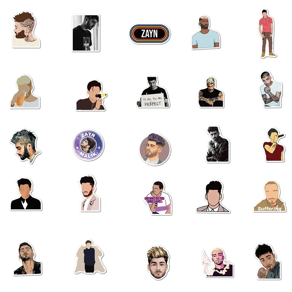 50PCS British Singer Zen Malik Zayn Malik Graffiti Waterproof Sticker Suitcase Notebook Skateboard WaterCupHelmet
