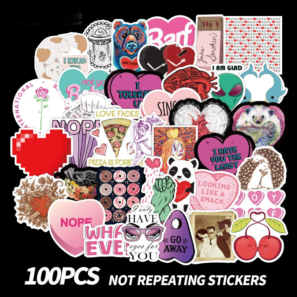 100PCS sweet and salty sweet and salty graffiti stickers, personalized creative decorative stickers, suitable for bags, cars, computers, water cups, fashionable and trendy toy stickers
