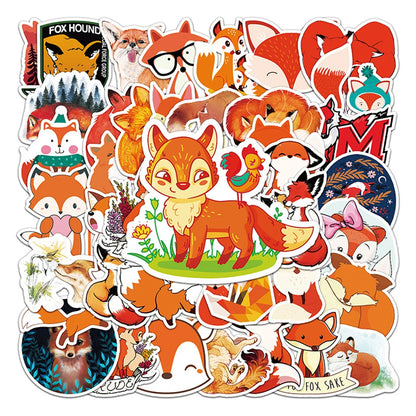 50PCS Cunning Fox Cute Cartoon Personality DIY Decorative Sticker Trunk Refrigerator Car Creative Sticker