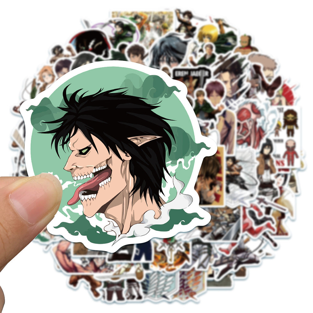 50PCS Attack on Titan Inspired Stickers - Anime Apocalypse Doodle Decals for Dystopian Worldbuilding, Existential Threat Journals & Titan Warfare Art Projects