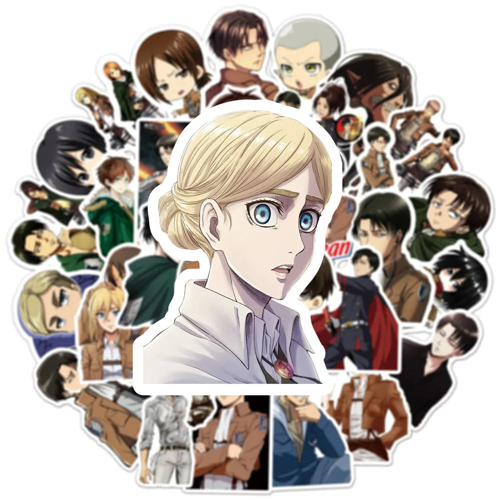 50PCS Anime Attacking Giant Graffiti Helmet Sticker Notebook Guitar Skateboard Mobile Toy Cartoon PVC Sticker
