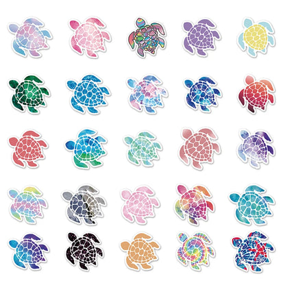 50PCS Color Turtle Graffiti Stickers Cute Marine Life Stickers Children Decoration Skateboard Luggage Stickers