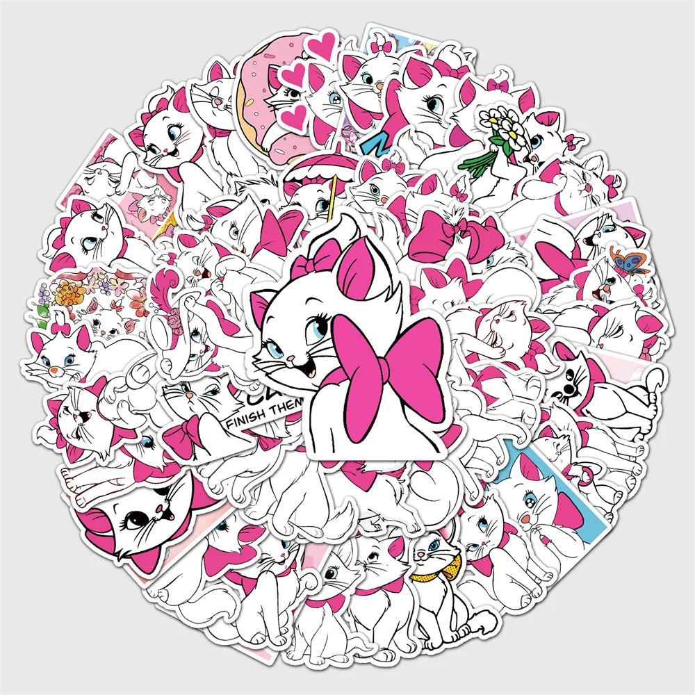 50PCS Mary Cat Cartoon Fashion Stickers Computer Mobile Phone Luggage Skateboard Stickers