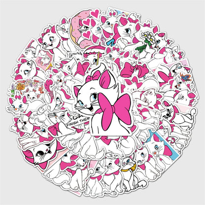 50PCS Mary Cat Cartoon Fashion Stickers Computer Mobile Phone Luggage Skateboard Stickers
