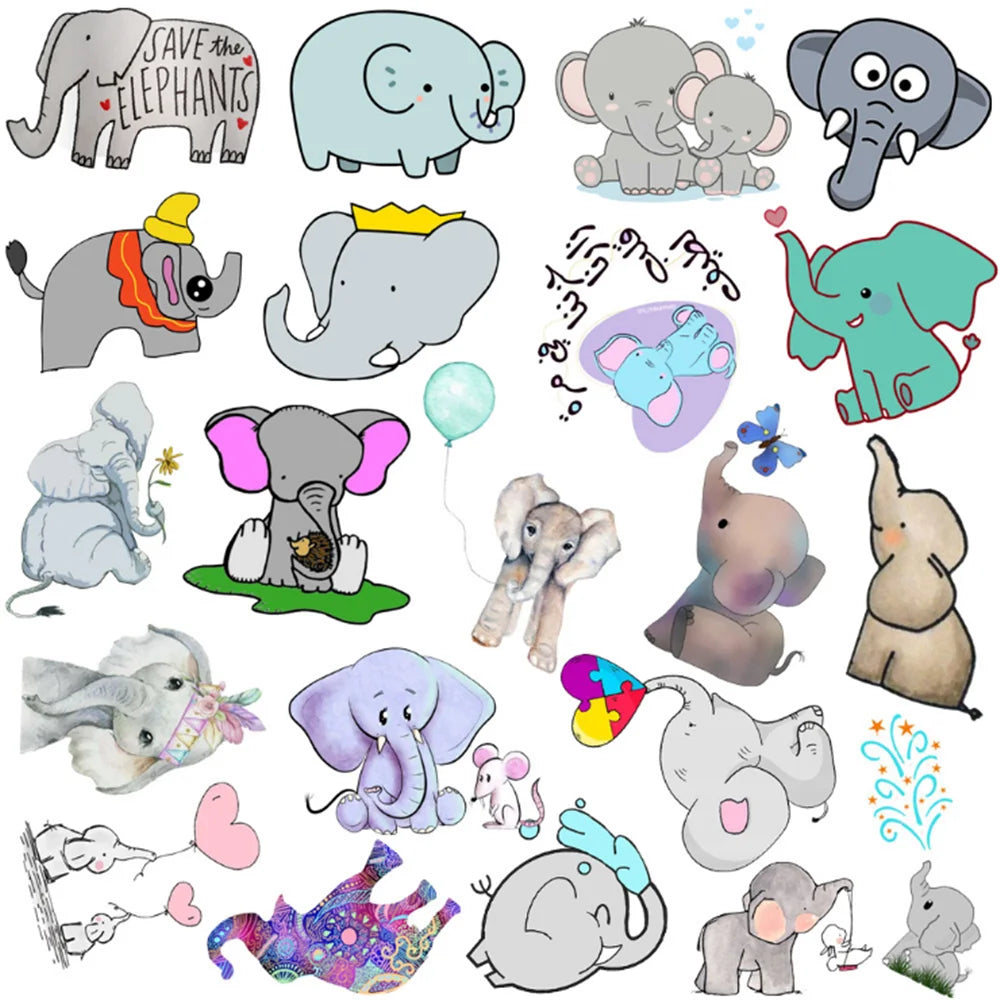 50PCS cartoon cute elephant decorative style graffiti stickers, personalized, fashionable and creative DIY exquisite decorative decal cups, helmets, skateboard popular sticker toys