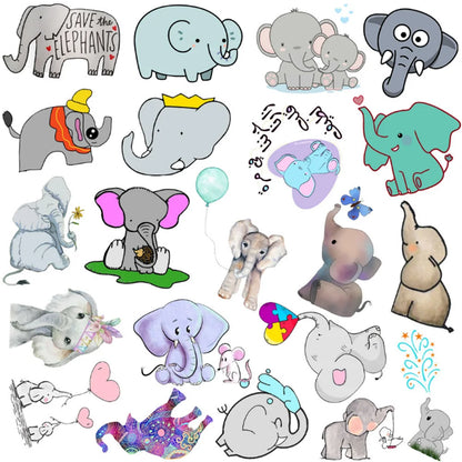 50PCS cartoon cute elephant decorative style graffiti stickers, personalized, fashionable and creative DIY exquisite decorative decal cups, helmets, skateboard popular sticker toys