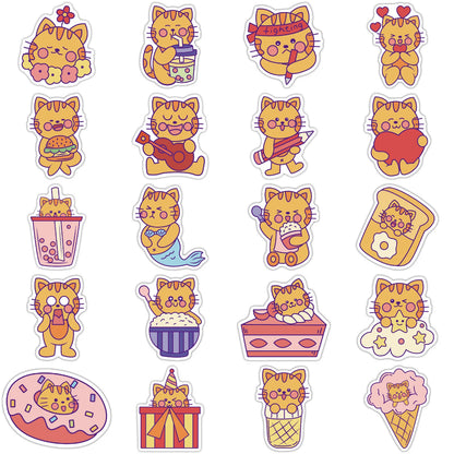 50PCS of cute cartoon cat series decorative style graffiti stickers, personalized, fashionable and creative DIY exquisite decorative decal cups, helmets, skateboard popular sticker toys