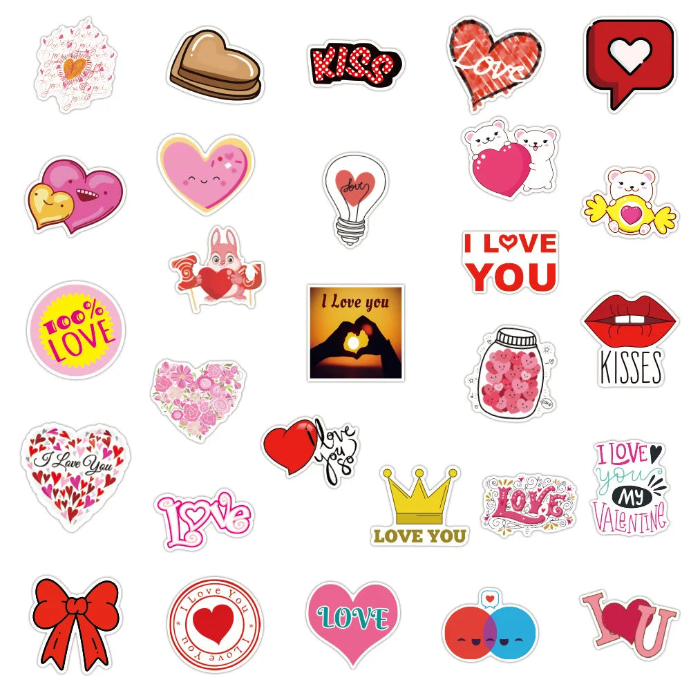 50PCSLOVE Love Valentine's Day Graffiti Waterproof Sticker Notebook Scooter Trolley Case Decoration Sticker