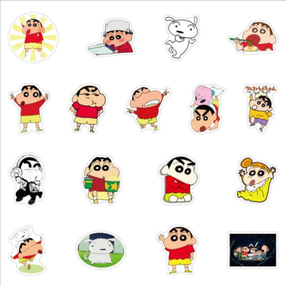 50PCS Art Illustration Popular Creative Cartoon Animation Crayon Shin-chan Decorative Style Graffiti Stickers Personalised Fashion Creative Trend DIY Exquisite Decorative Decals for Cups, Helmets, Skateboards Popular Stickers Toys