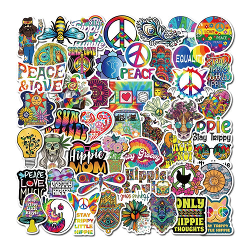 50PCS Hot Style Cartoon Hippie Hippie Graffiti Stickers Decorative Luggage Water Cup Waterproof Stickers