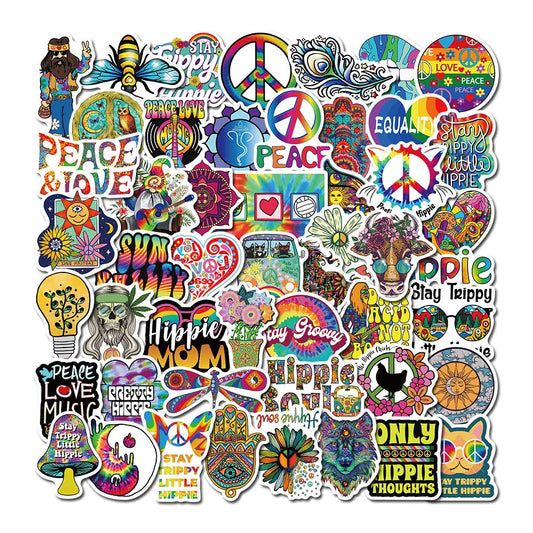 50PCS Hot Style Cartoon Hippie Hippie Graffiti Stickers Decorative Luggage Water Cup Waterproof Stickers