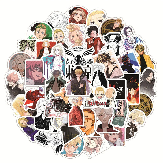 50PCS Anime Tokyo Avengers Cartoon Sticker Laptop Skateboard Mobile Phone Graffiti PVC Gift Toy Waterproof Sticker