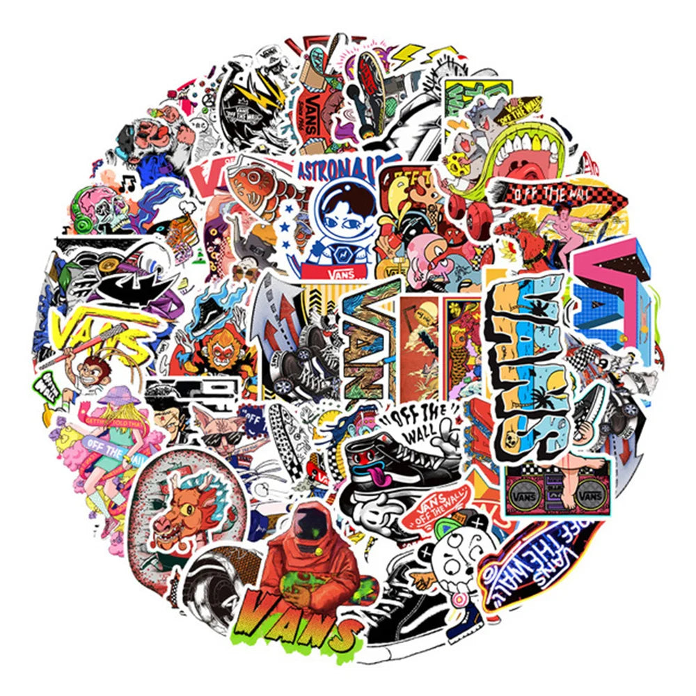 52PCS Cool Skateboard Personality Graffiti Sticker DIY Laptop Skateboard Mobile Phone Decoration Gift Toy Sticker