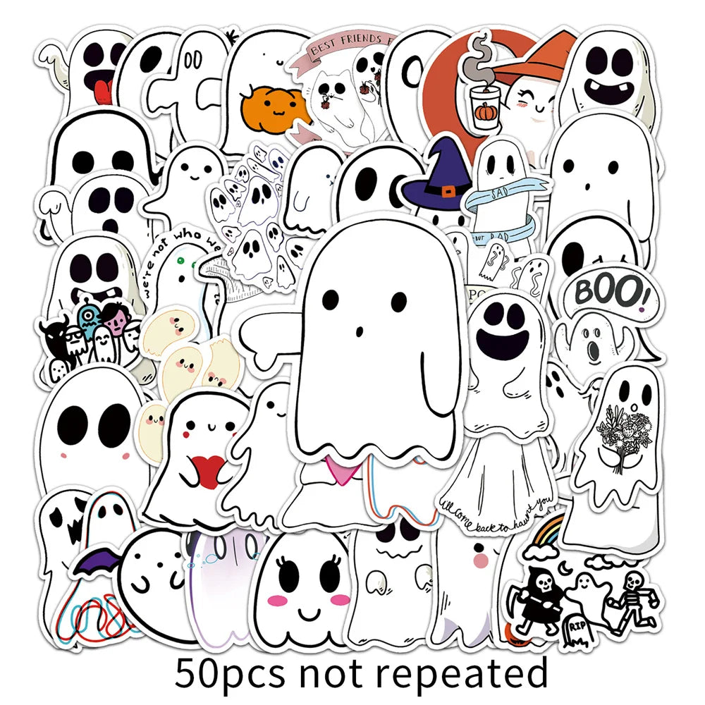50PCS Ghost Graffiti Stickers Cartoon Cute  Stickers DIY Skateboard Notebook Water Cup Luggage Stickers