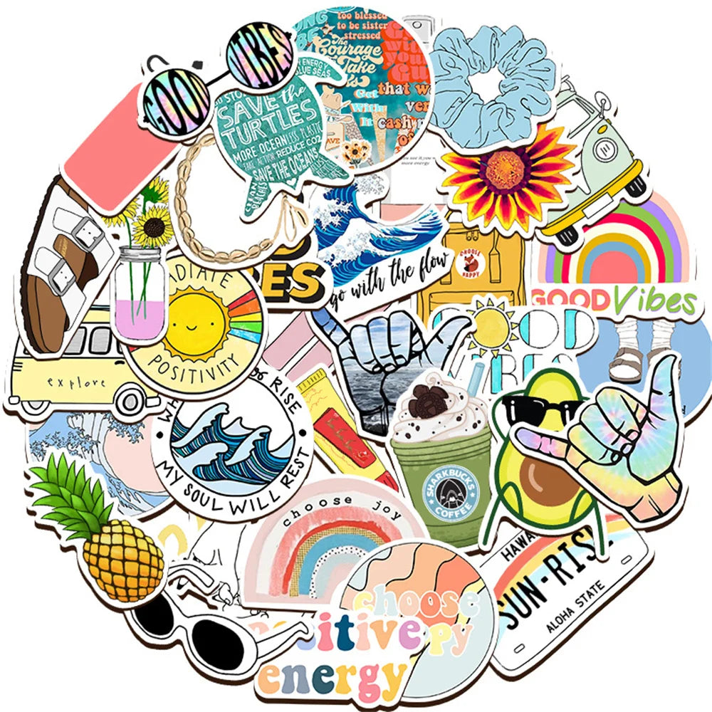 50PCS Vsco Style Simple Personality Graffiti Waterproof Sticker Suitcase Notebook Refrigerator SkateboardWaterCup