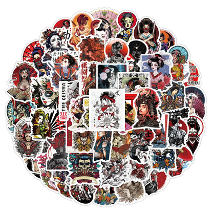 50PCS Color Geisha New Art Graffiti Stickers Waterproof Removable Car Trunk Water Cup Stickers