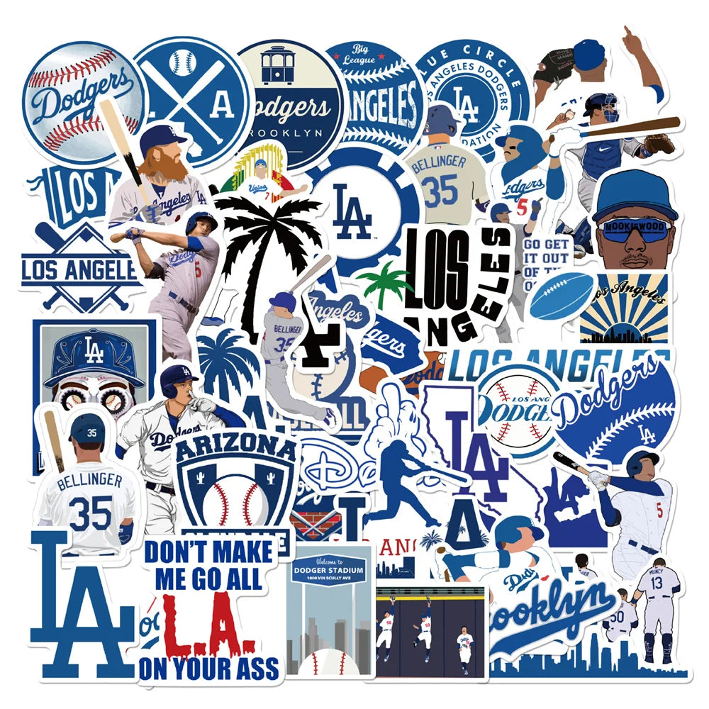 50PCS/Dodgers Series Baseball Sticker Laptop Guitar Motorcycle Luggage Skateboard Bike Waterproof Sticker