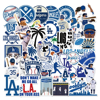 50PCS/Dodgers Series Baseball Sticker Laptop Guitar Motorcycle Luggage Skateboard Bike Waterproof Sticker