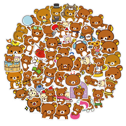 50PCS New Cute Bear Cartoon Graffiti Waterproof Sticker Suitcase Notebook Refrigerator Skateboard Stationery Box