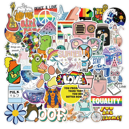 50PCS New Cartoon Stickers Decorative Luggage Motorcycle Trolley Case Laptop Waterproof Stickers