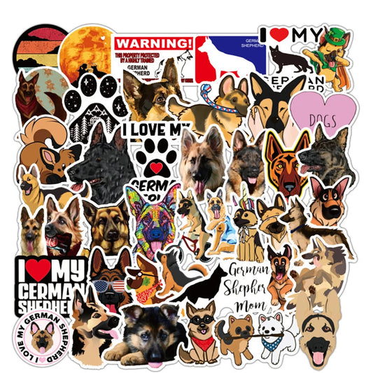 50PCS German Shepherd Graffiti Sticker Car Sticker Luggage Notebook Sticker Trolley Case Waterproof Sticker
