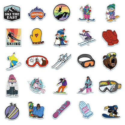 50PCS Cartoon Outdoor Ski Sports Skateboard Graffiti Stickers Notebook Guitar Cup Graffiti Decoration Toys