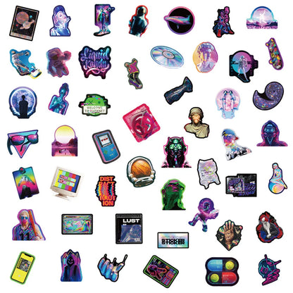 50PCS Colorful Laser Punk Graffiti Character DIY Mobile Phone Scrapbook Laptop Luggage Skateboard Guitar Sticker