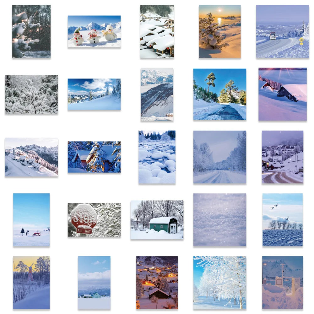 50PCS Winter Snow Scene Stickers Personalized Decoration Luggage Laptop Guitar Waterproof Stickers