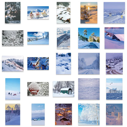 50PCS Winter Snow Scene Stickers Personalized Decoration Luggage Laptop Guitar Waterproof Stickers