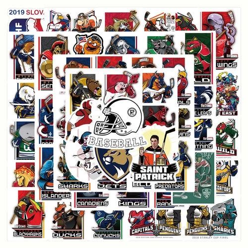 50PCS Art Illustration Popular Creative Cartoon Hockey Sports Series Decorative Style Graffiti Stickers Personalised Fashion Creative Trend DIY Exquisite Decorative Decals Suitable for Cups, Helmets, Skateboards Popular Stickers Toys