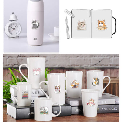 50 pieces of cartoon cute pet cat decorative style graffiti stickers, personalized, fashionable and creative DIY exquisite decorative decal cups, helmets, skateboard popular sticker toys