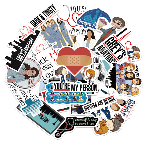50PCS TV Show Scrubs Doodle Stickers for Suitcases, Laptops, Skateboards, Water Bottles - Exquisite DIY Desktop Decor Decals