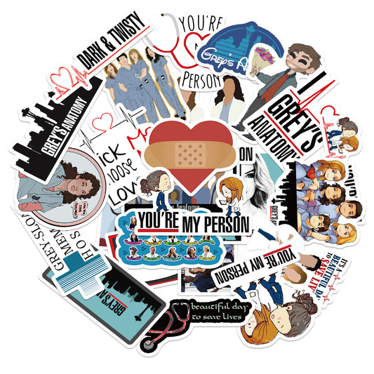50PCS TV Show Scrubs Doodle Stickers for Suitcases, Laptops, Skateboards, Water Bottles - Exquisite DIY Desktop Decor Decals