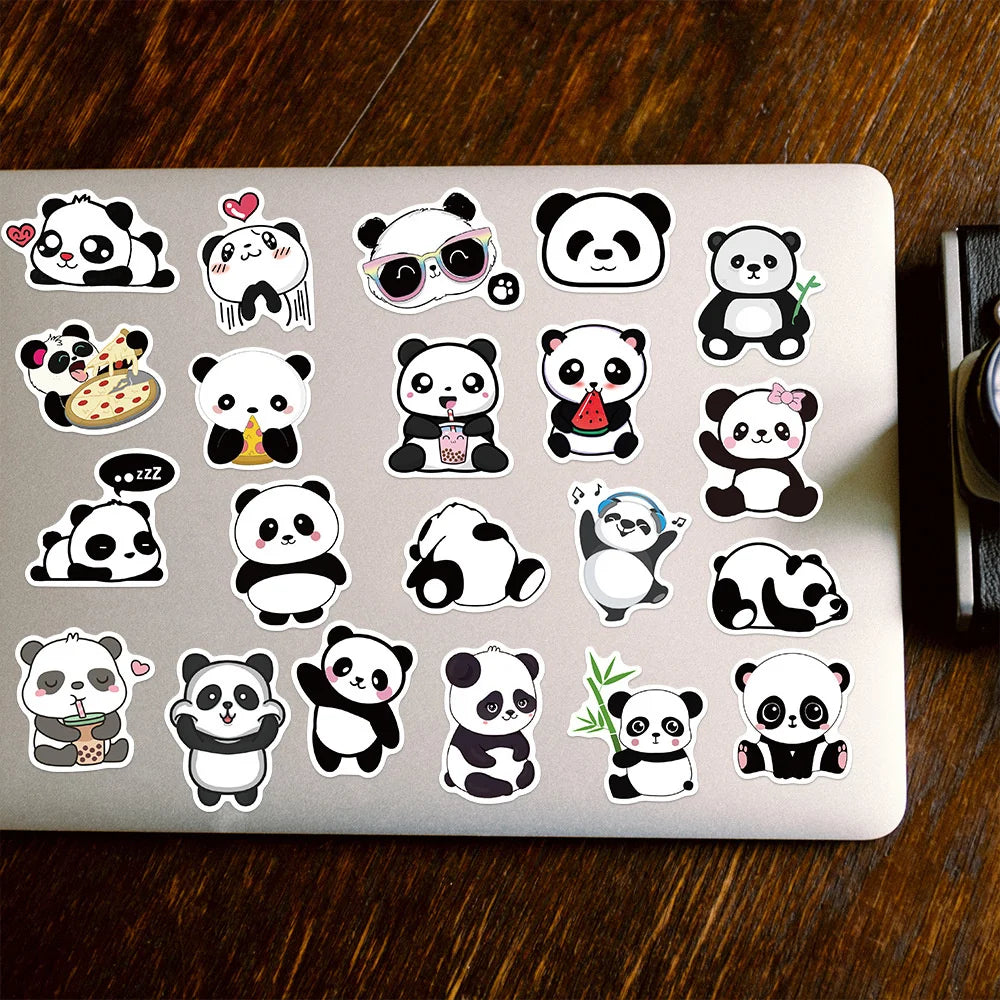 50PCS Cute Cartoon Panda Graffiti Stickers Notebook Mobile Phone Case Water Cup Luggage Waterproof Stickers