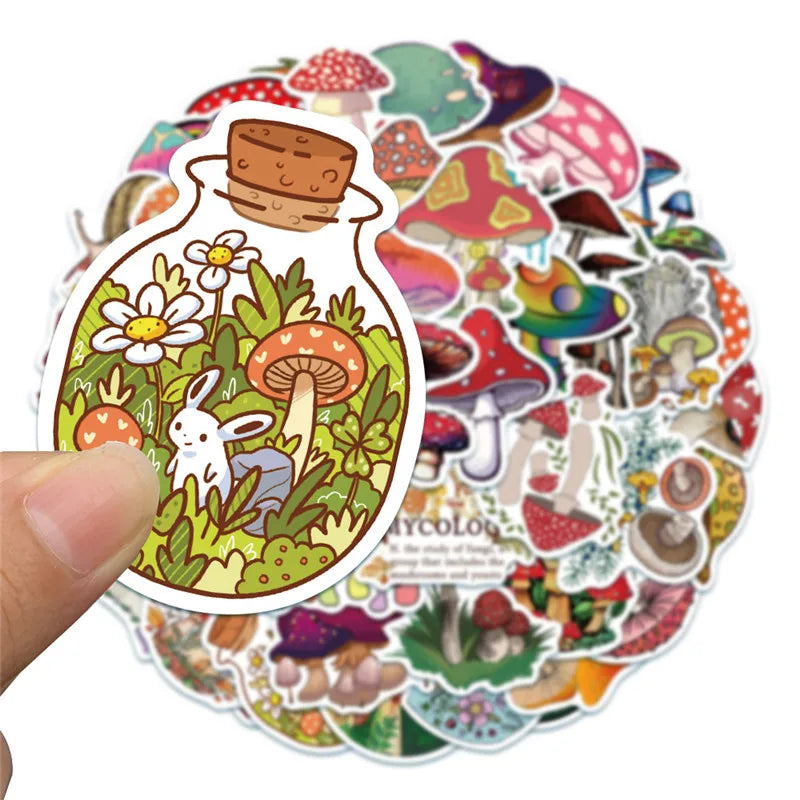 50PCS Plant Mushroom Cute Cartoon Graffiti Toy Notebook Mobile Phone Guitar PVC Waterproof Stickers