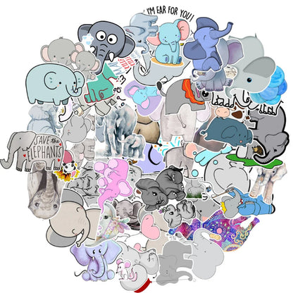 50PCS cartoon cute elephant decorative style graffiti stickers, personalized, fashionable and creative DIY exquisite decorative decal cups, helmets, skateboard popular sticker toys