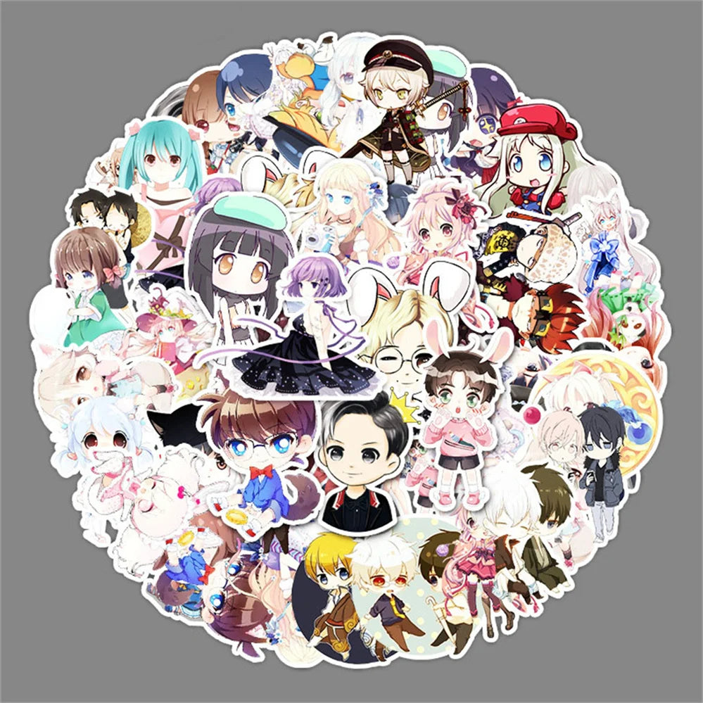 50 pieces of cartoon, fresh and cute animated girl graffiti stickers, personalized DIY diary, scooter, laptop, phone case decoration, waterproof sticker toys