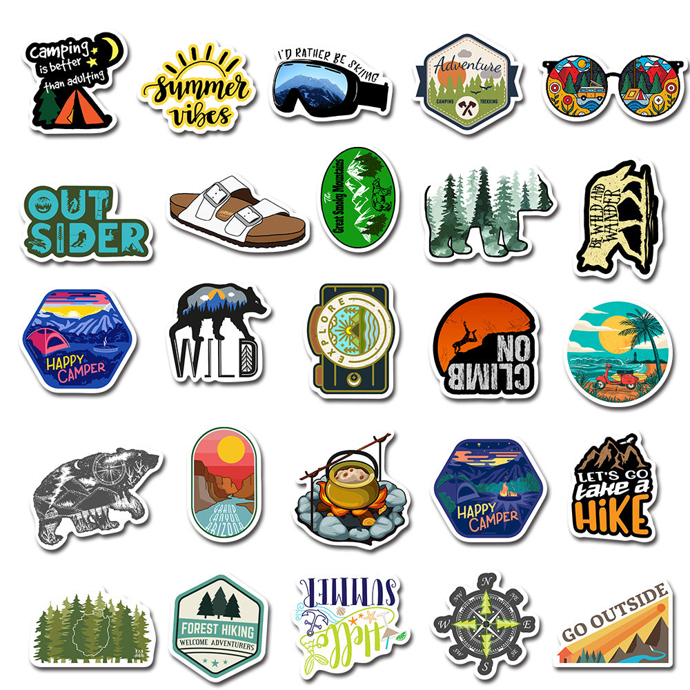 50PCS Mountain Exploration National Park Graffiti Stickers Perfect for Suitcases, Skateboards, Water Bottles, Helmets, Guitars, and Stationery Boxes Exquisite DIY Desktop Decor Decals