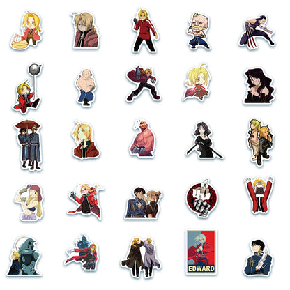 50PCS Fullmetal Alchemist Stickers, Alchemy Circle & Chibi Character Doodles for Anime Fans and Brotherhood Vibes