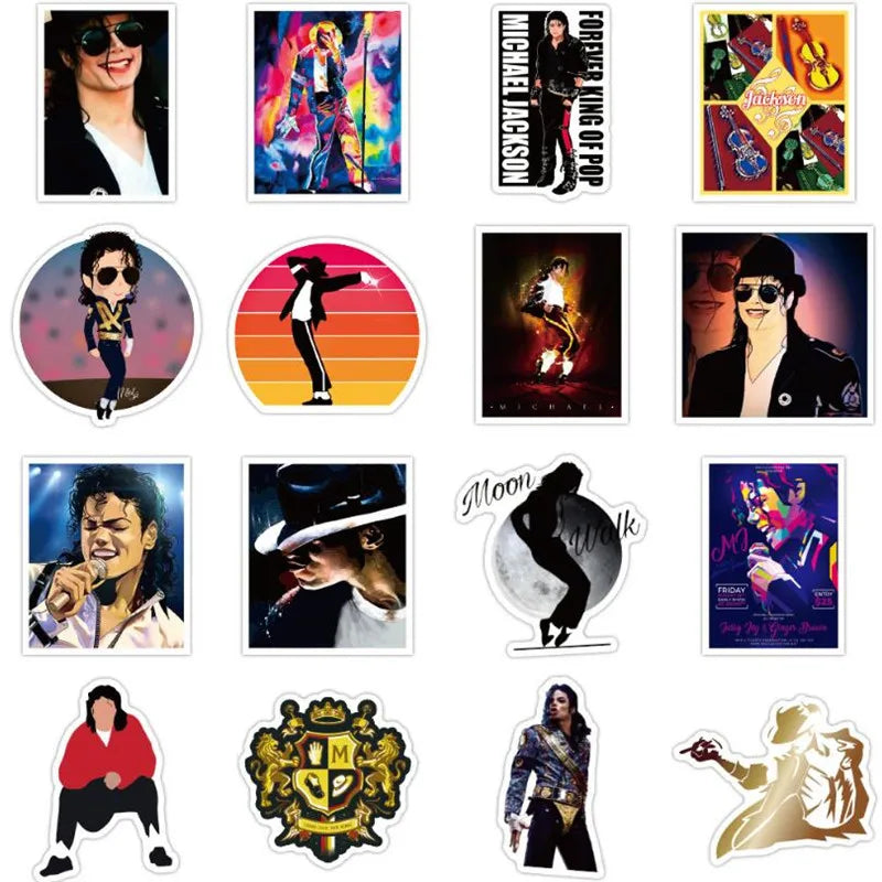 50PCS Jackson Dancing King Graffiti Notebook Helmet Computer Skateboard Guitar Waterproof Sticker Decoration