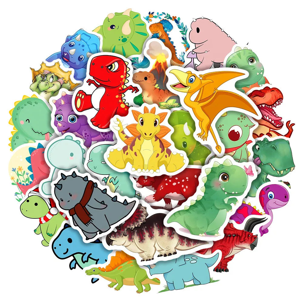 50PCS Cartoon Dinosaur Animal Graffiti Sticker Computer Notebook Bicycle Water Cup Trolley Case Skateboard Guitar