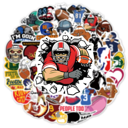 50PCS Football Cartoon Personalized Graffiti Sticker Suitcase Guitar Car Helmet Computer Refrigerator Waterproof
